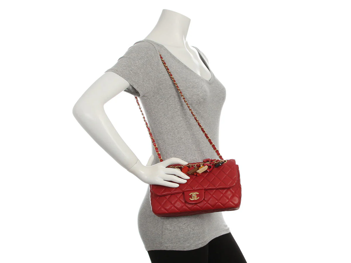 Chanel Medium Red Quilted Lambskin Marine Charm Flap - Image 10