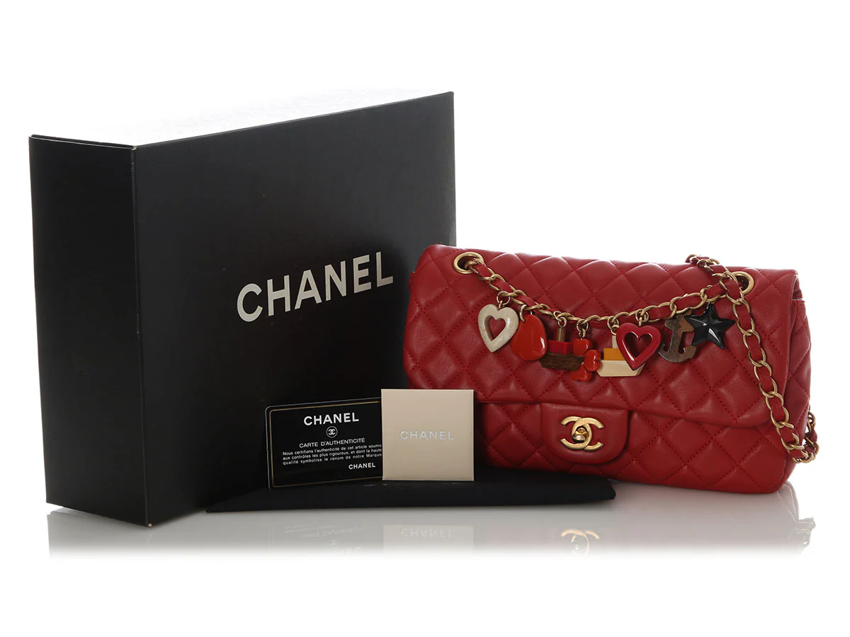 Chanel Medium Red Quilted Lambskin Marine Charm Flap - Image 2