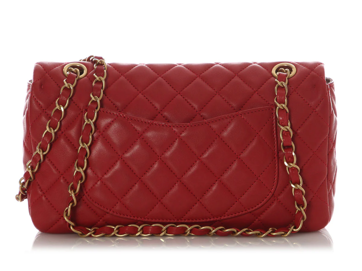 Chanel Medium Red Quilted Lambskin Marine Charm Flap - Image 5