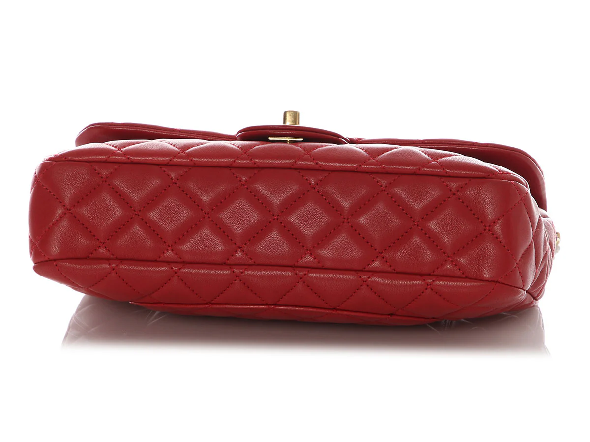 Chanel Medium Red Quilted Lambskin Marine Charm Flap - Image 7
