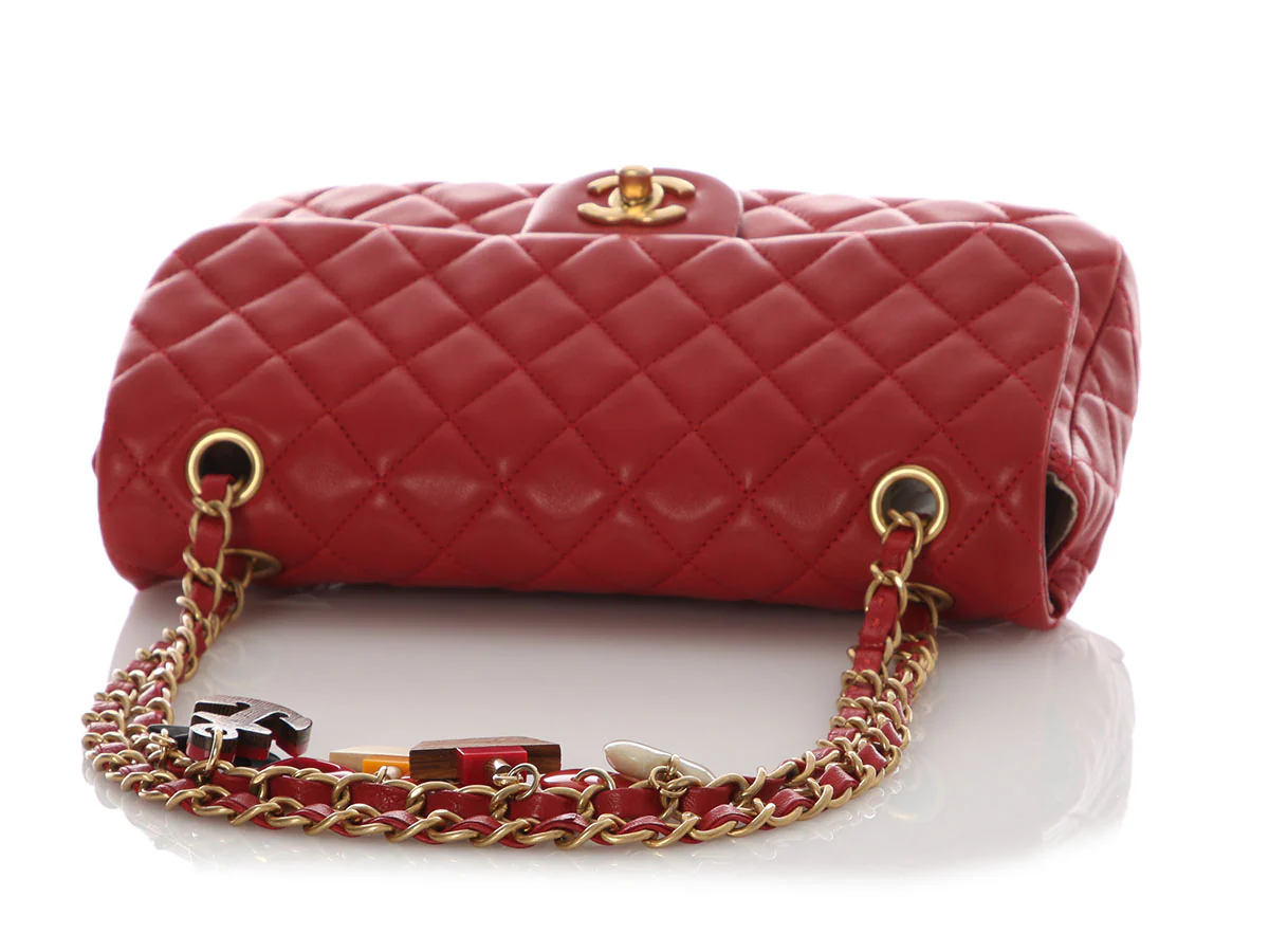 Chanel Medium Red Quilted Lambskin Marine Charm Flap - Image 8