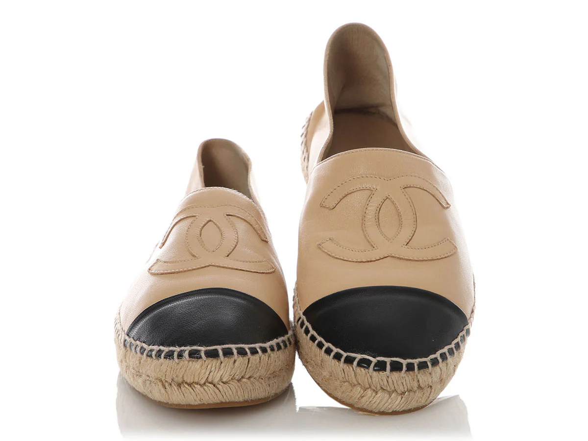 Chanel Black and Beige Espadrilles - Image 2