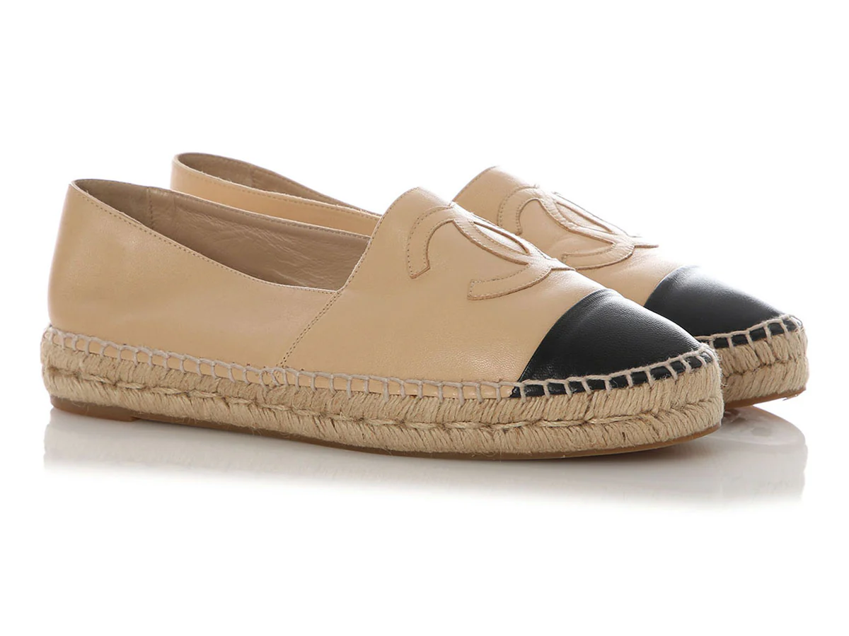 Chanel Black and Beige Espadrilles - Image 5