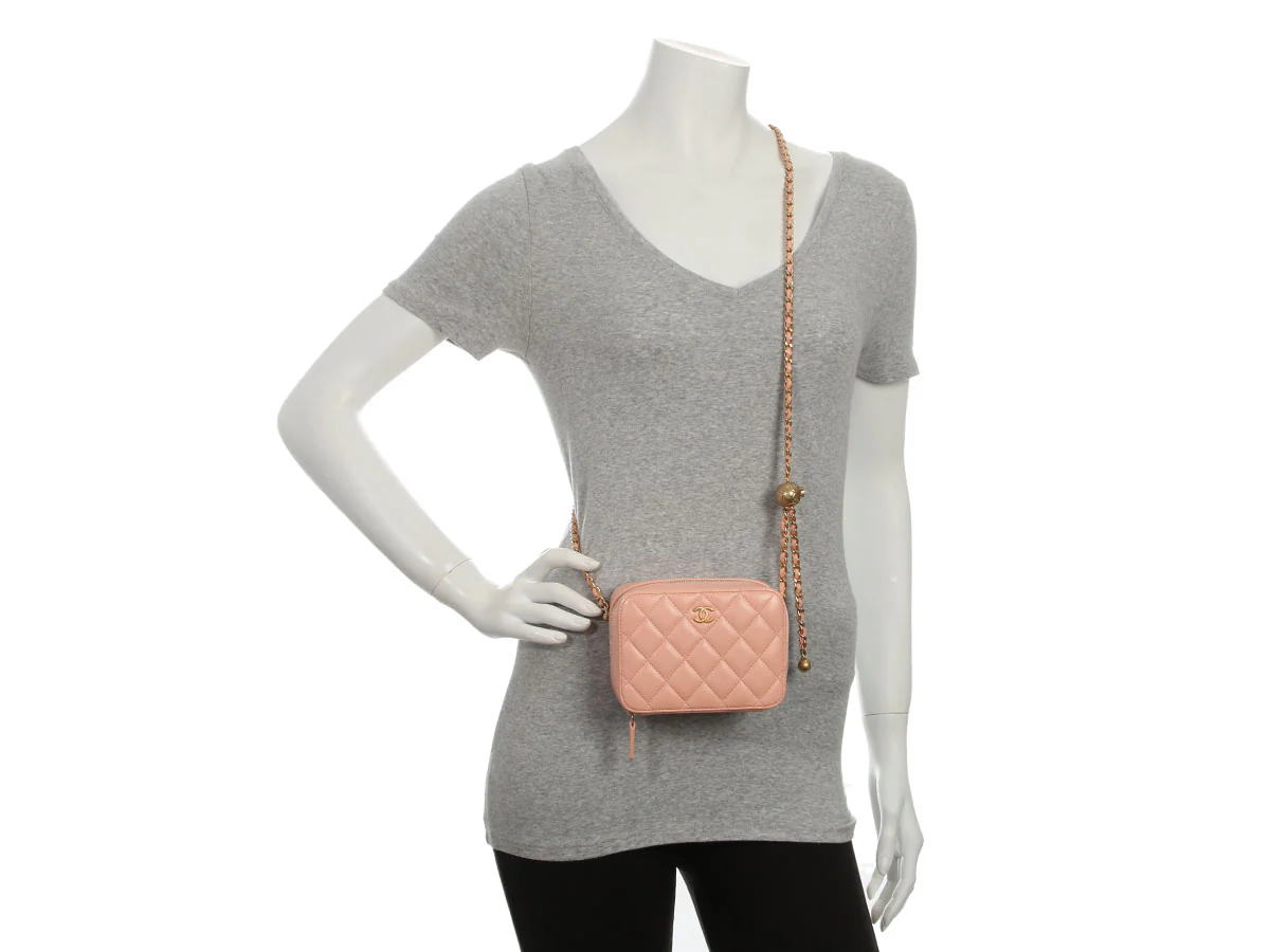 Chanel Mini Light Pink Quilted Lambskin Pearl Crush Camera Bag - Image 10