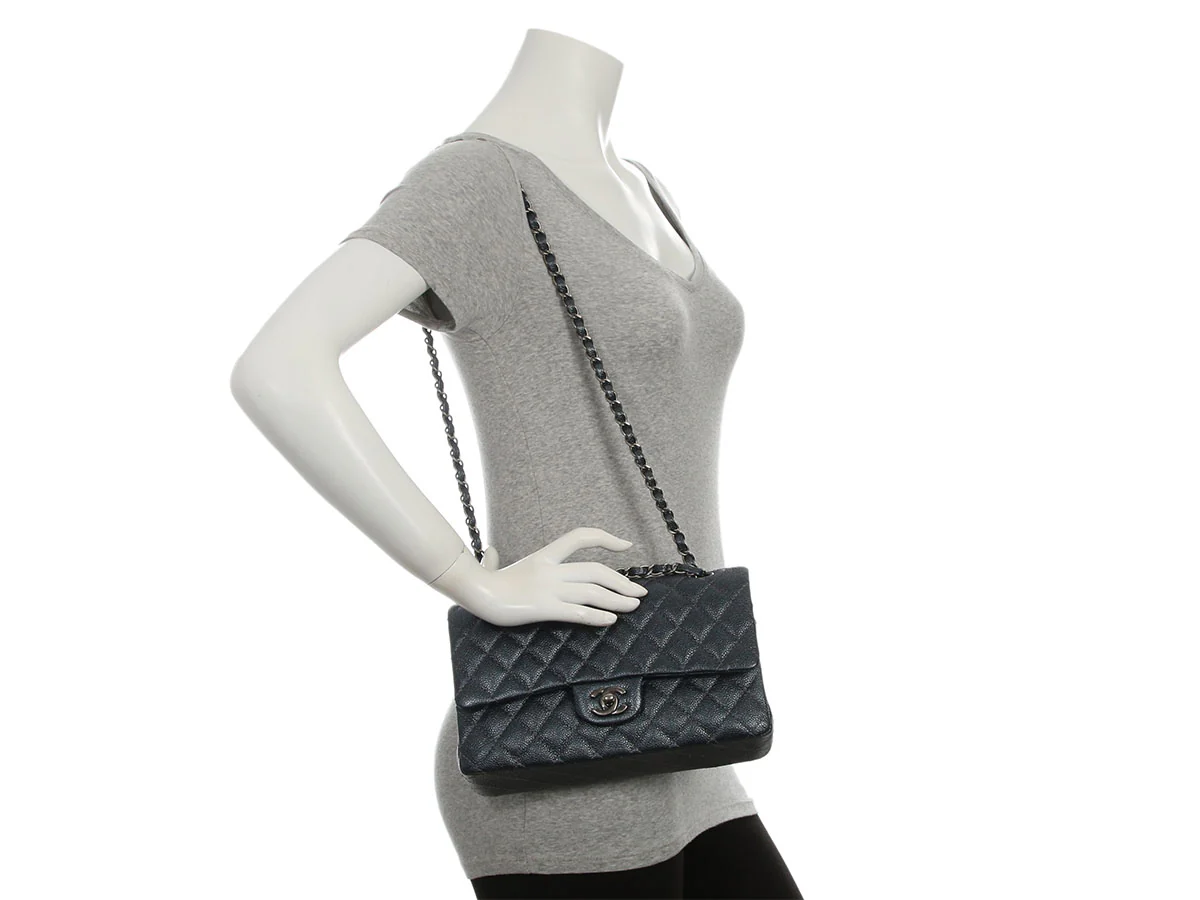 Chanel Medium/Large Pearly Quilted Calfskin Classic Double Flap - Image 10