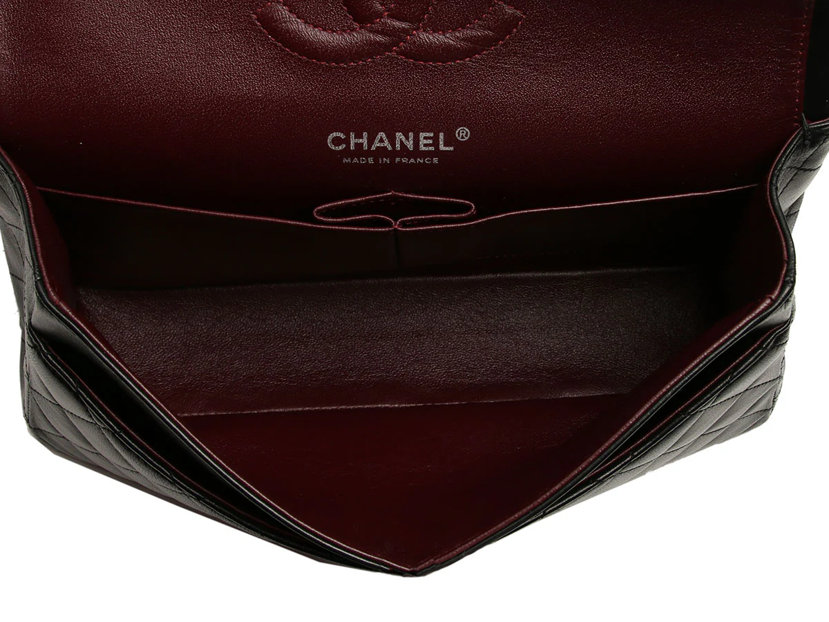 Chanel Medium/Large Black Quilted Lambskin Classic Double Flap - Image 9