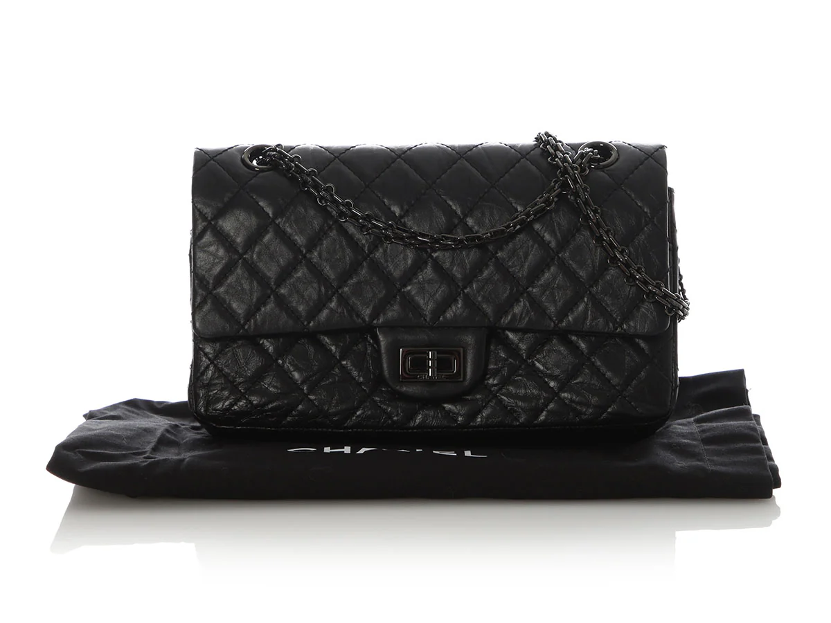 Chanel So Black Quilted Distressed Calfskin 2.55 Reissue 225 - Image 2