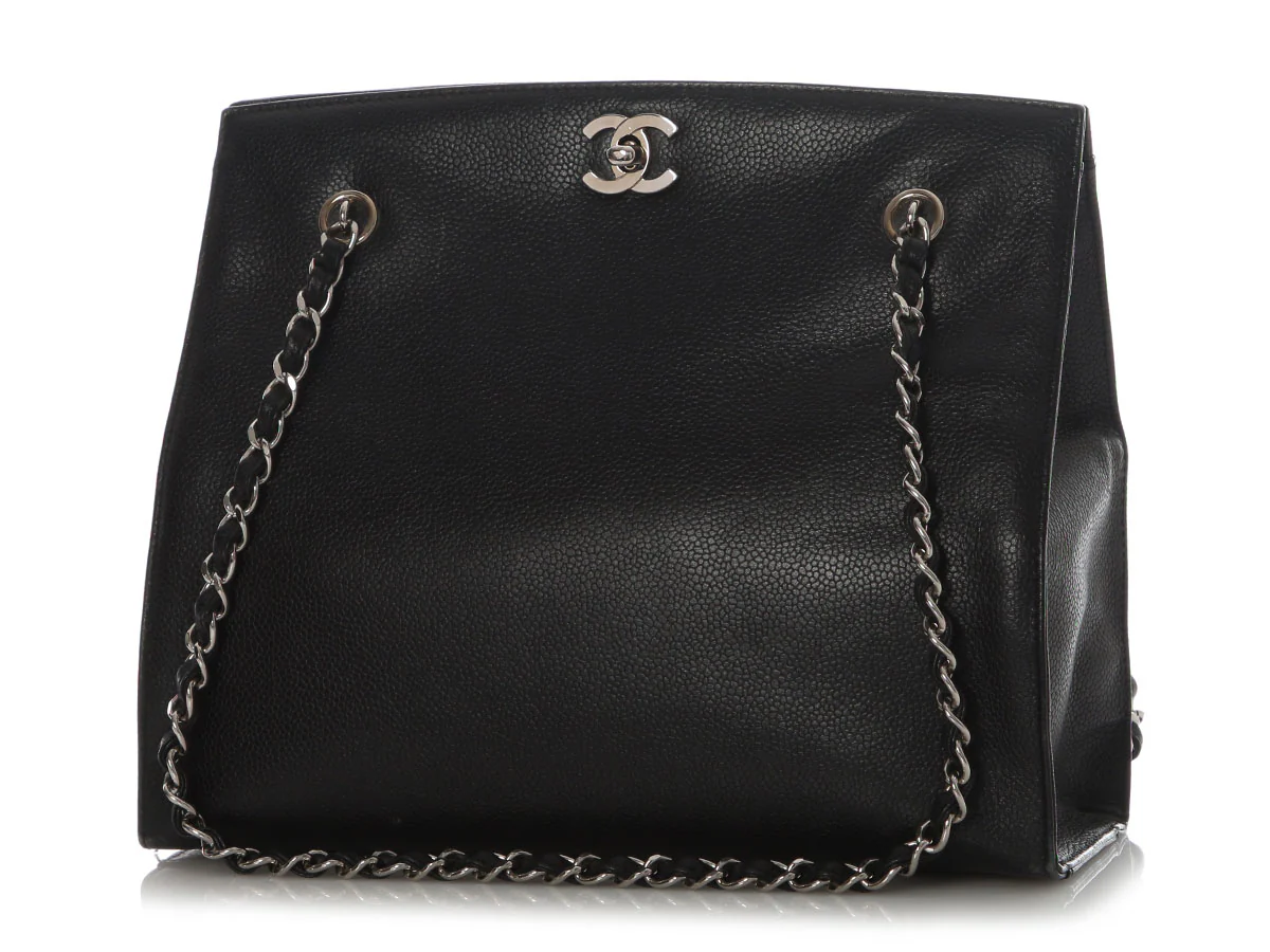 Chanel Vintage Small Black Caviar Tote - Image 2