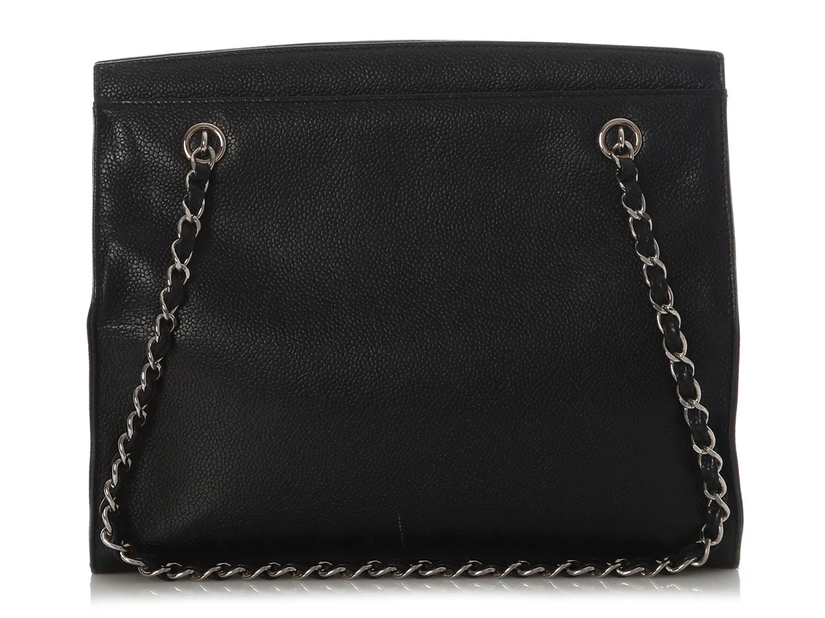Chanel Vintage Small Black Caviar Tote - Image 4