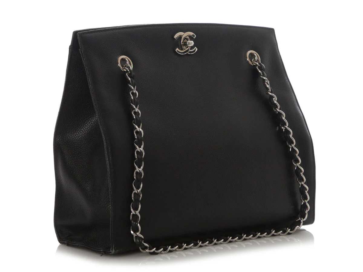 Chanel Vintage Small Black Caviar Tote - Image 5