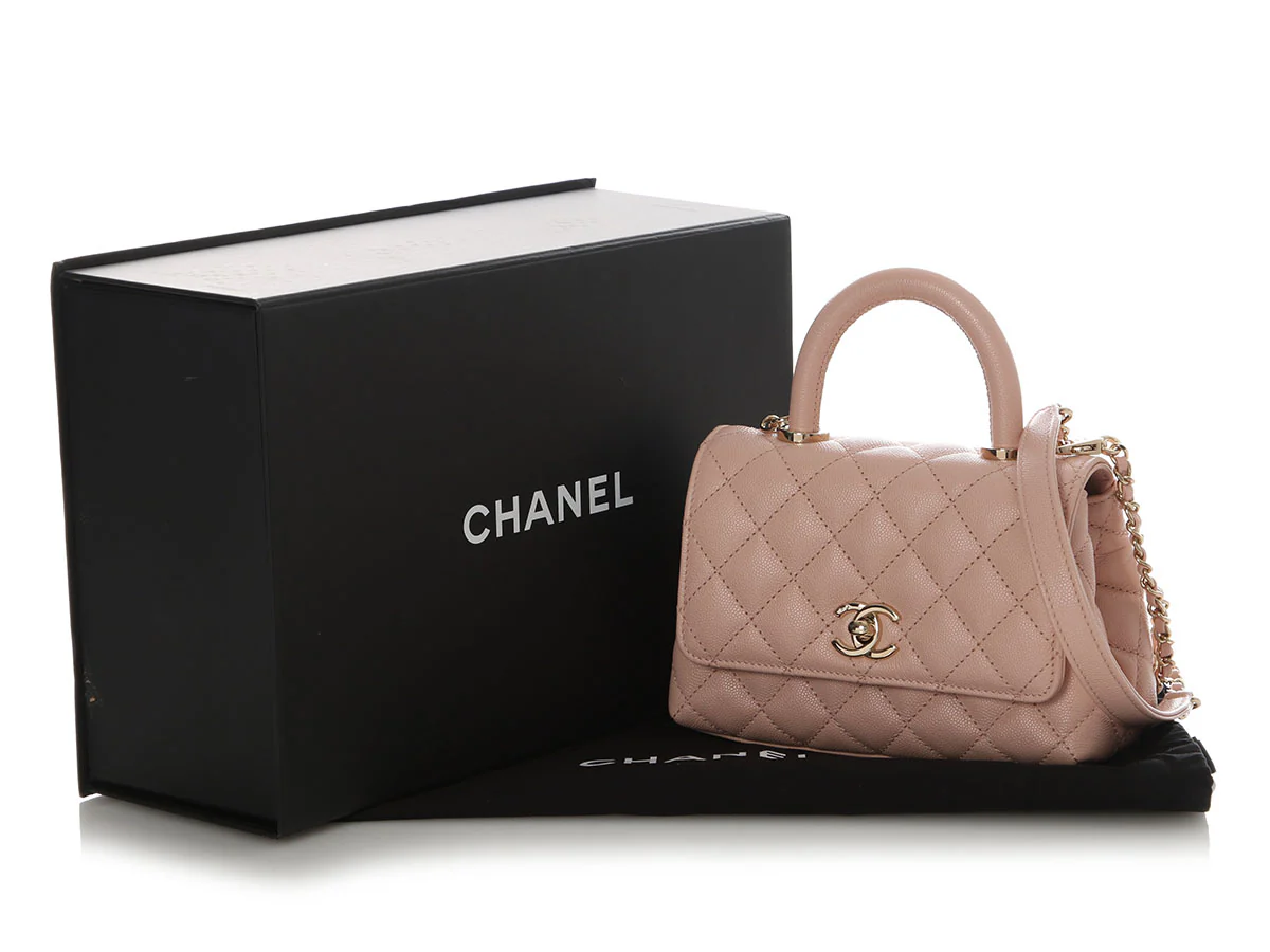 Chanel Extra Mini Pink Quilted Caviar Coco Handle - Image 2
