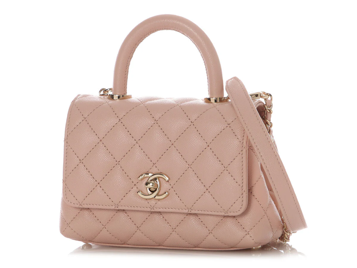Chanel Extra Mini Pink Quilted Caviar Coco Handle - Image 3