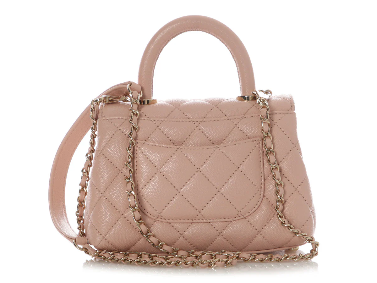 Chanel Extra Mini Pink Quilted Caviar Coco Handle - Image 5