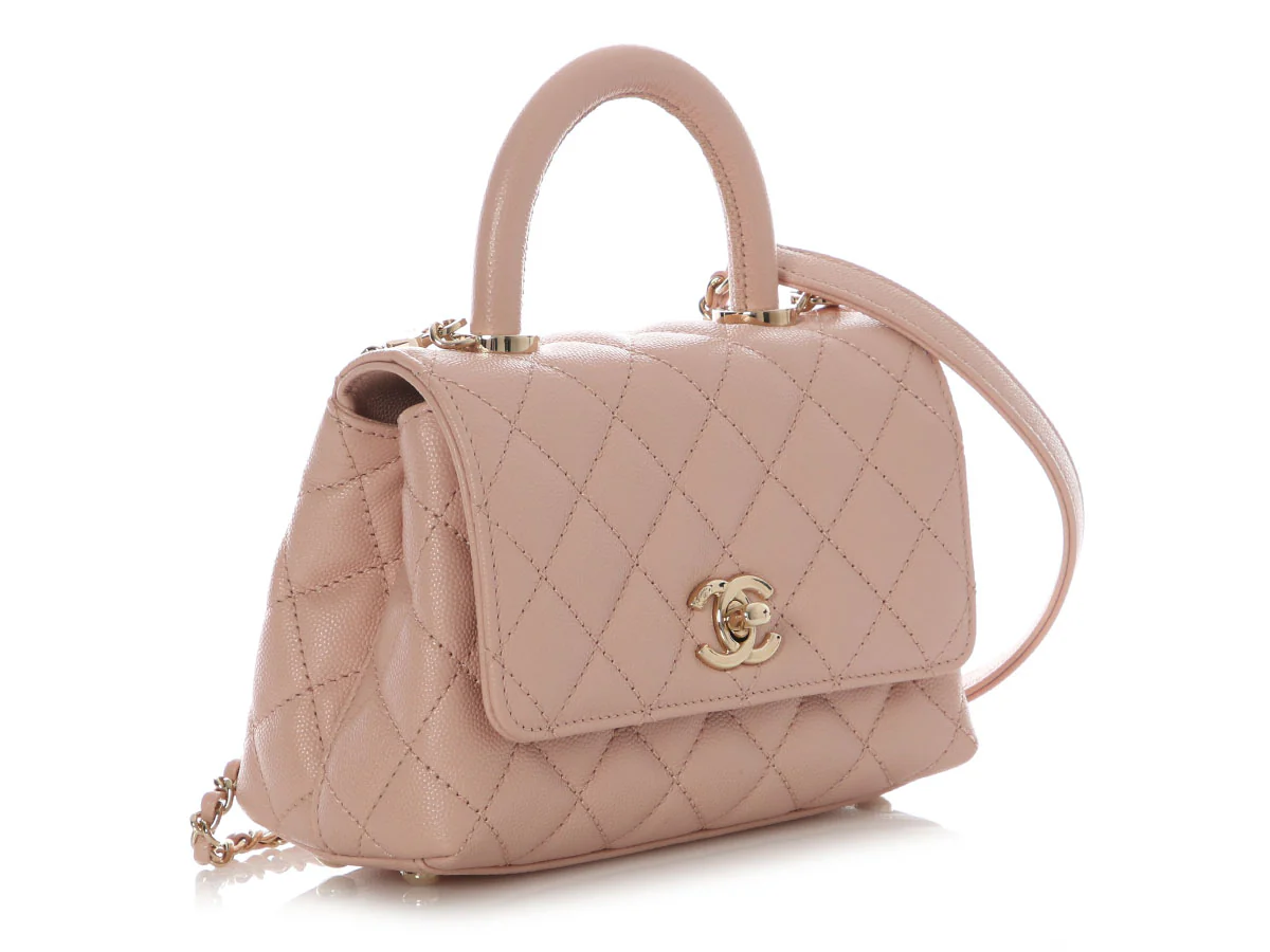 Chanel Extra Mini Pink Quilted Caviar Coco Handle - Image 6