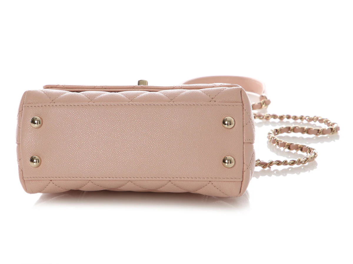 Chanel Extra Mini Pink Quilted Caviar Coco Handle - Image 7