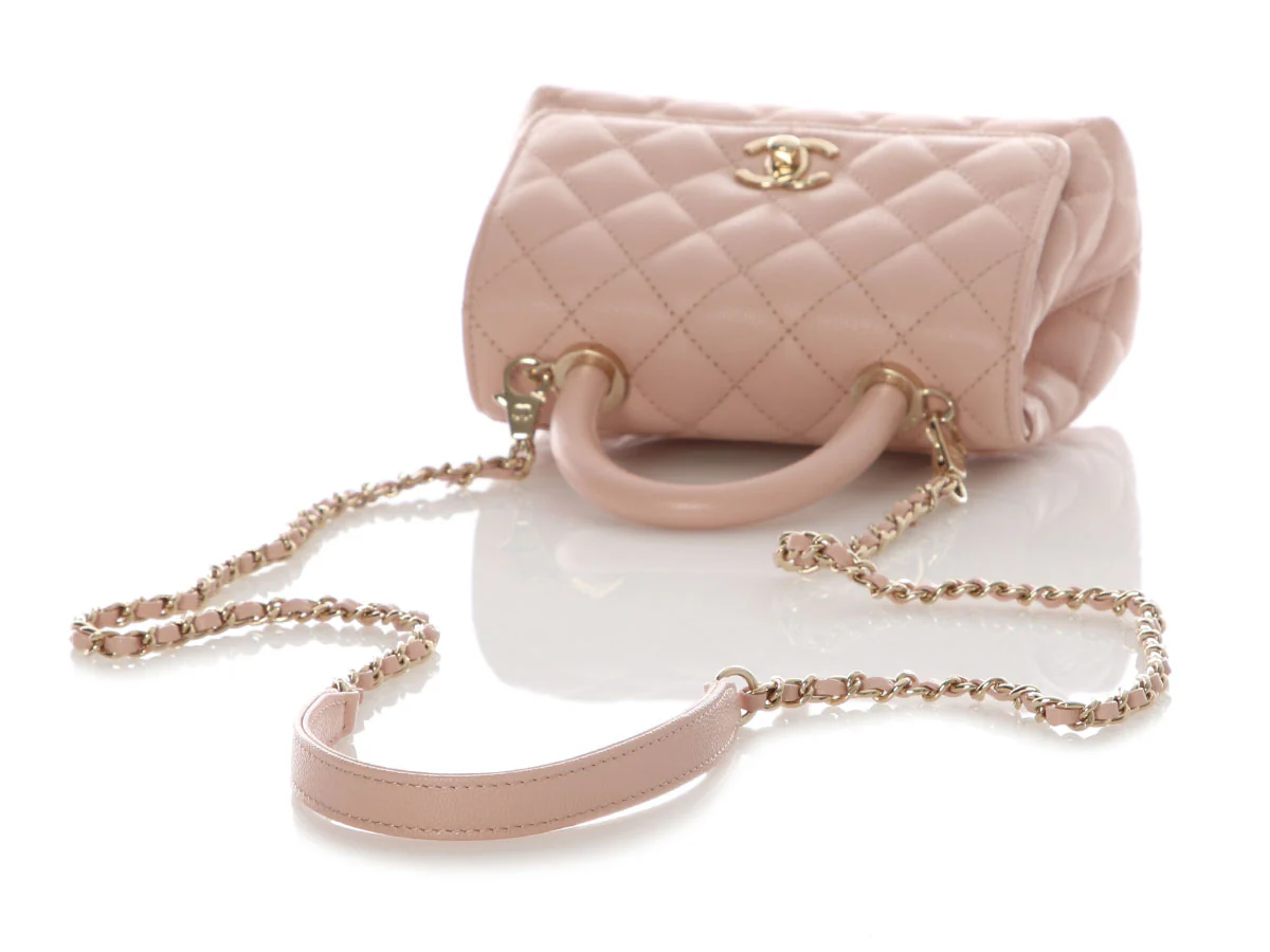 Chanel Extra Mini Pink Quilted Caviar Coco Handle - Image 8