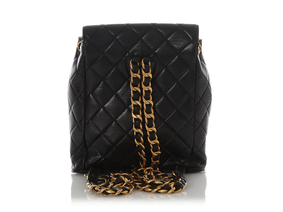 Chanel Vintage Small Black Quilted Lambskin Backpack - Image 4