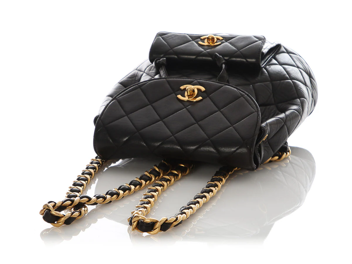 Chanel Vintage Small Black Quilted Lambskin Backpack - Image 7