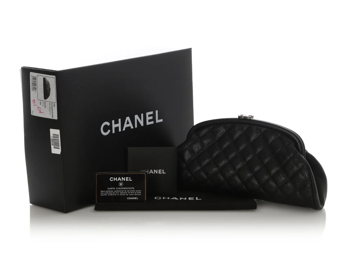 Chanel Black Quilted Caviar Timeless Clutch - Image 2