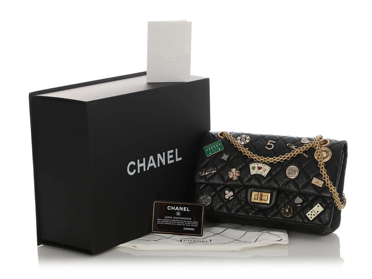 Chanel Black Quilted Aged Calfskin Casino Charms Reissue 225 - Image 2