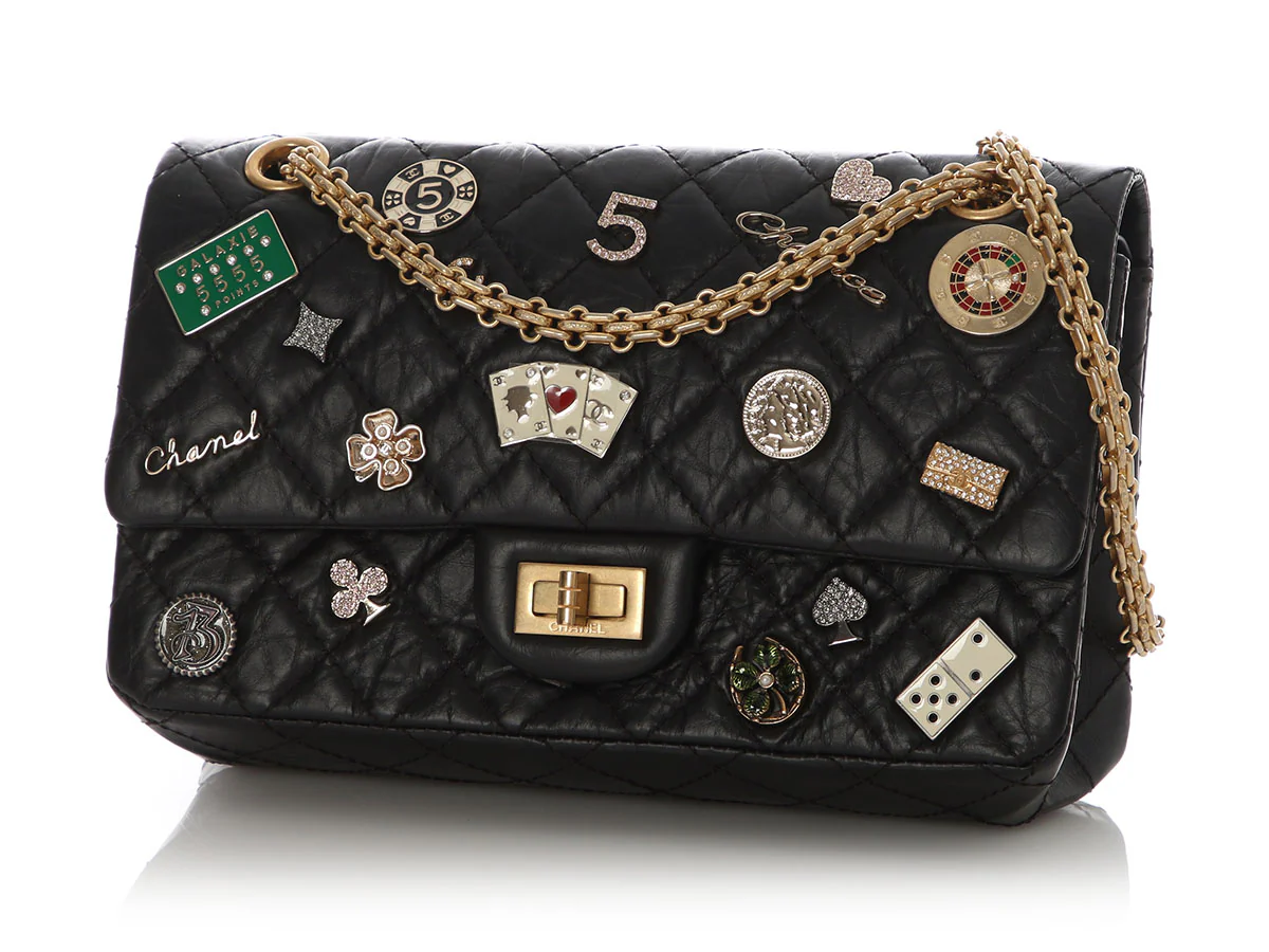 Chanel Black Quilted Aged Calfskin Casino Charms Reissue 225 - Image 3