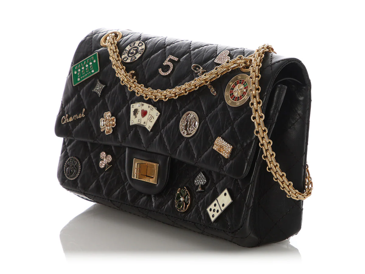 Chanel Black Quilted Aged Calfskin Casino Charms Reissue 225 - Image 4