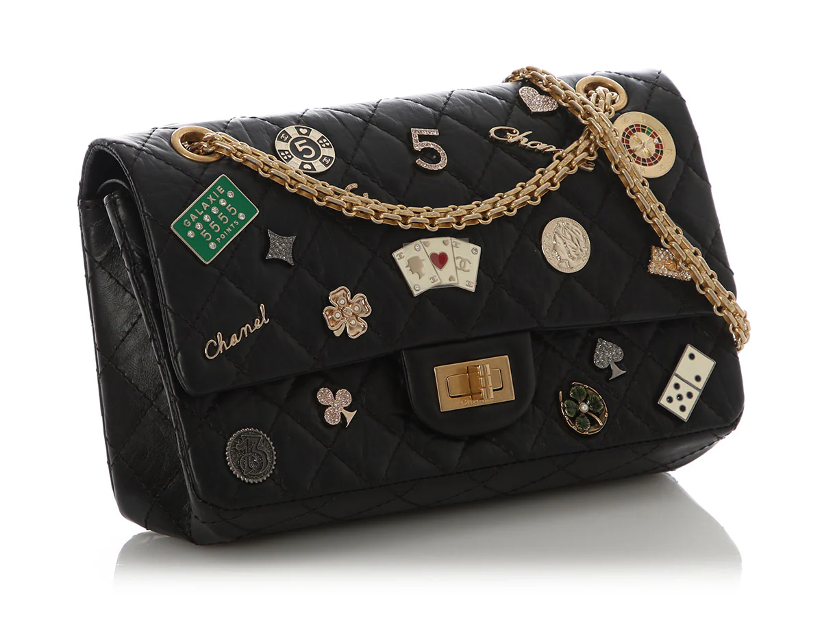 Chanel Black Quilted Aged Calfskin Casino Charms Reissue 225 - Image 6