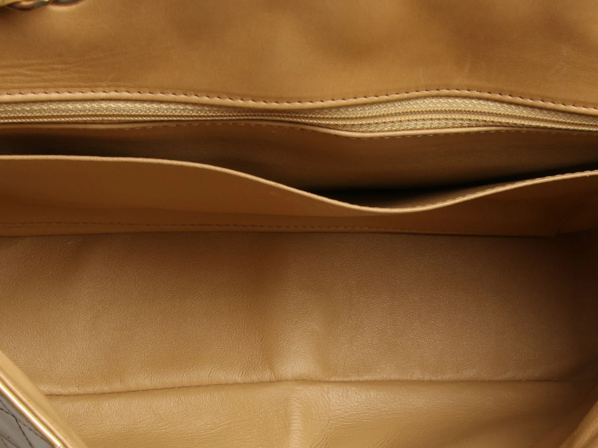 Chanel Jumbo Gold Quilted Patent Classic Single Flap - Image 9