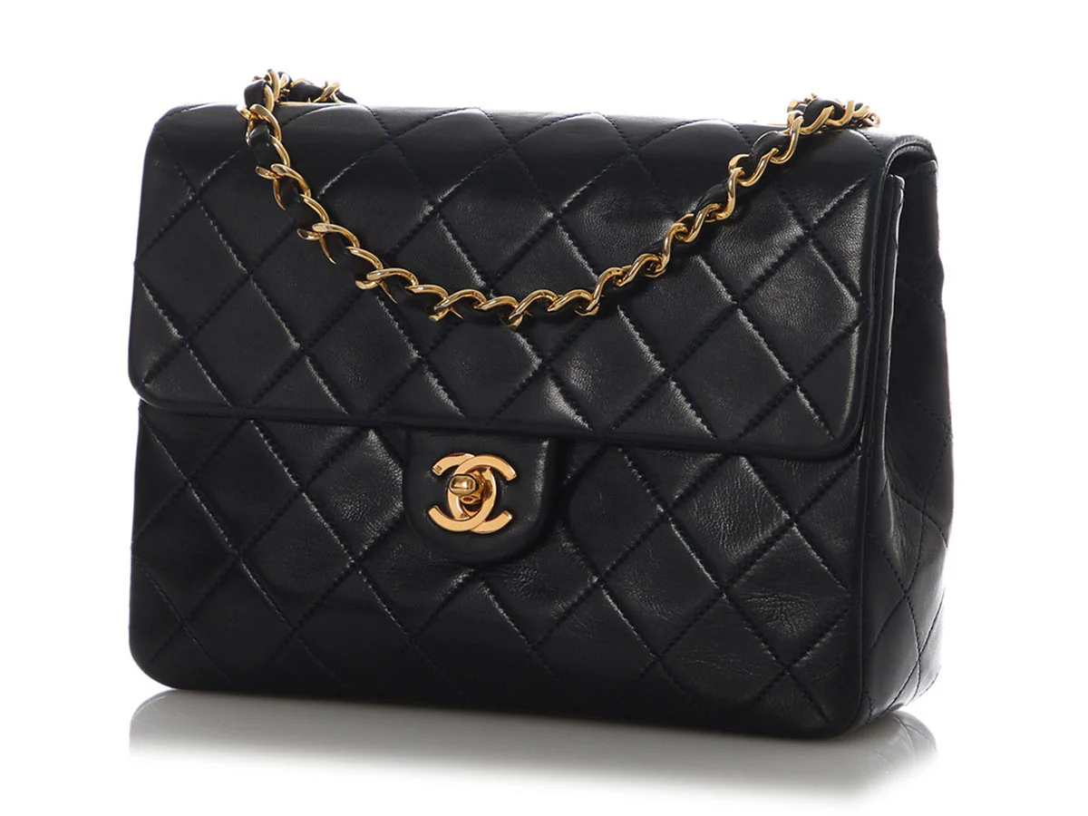 Chanel Vintage Mini Navy Quilted Lambskin Classic - Image 2
