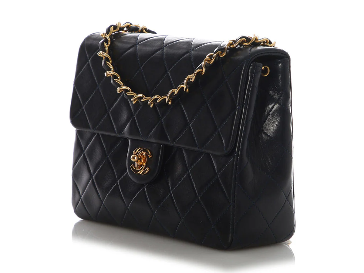 Chanel Vintage Mini Navy Quilted Lambskin Classic - Image 3