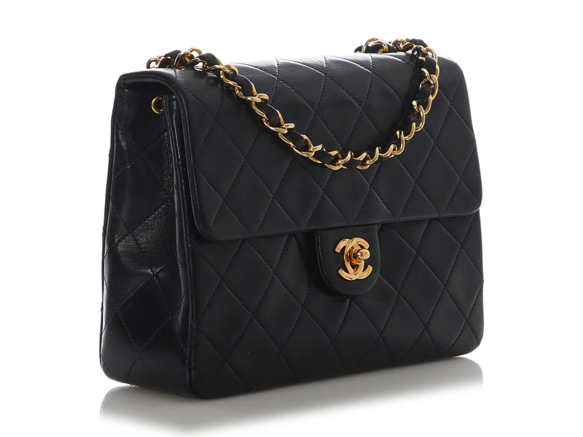 Chanel Vintage Mini Navy Quilted Lambskin Classic - Image 5