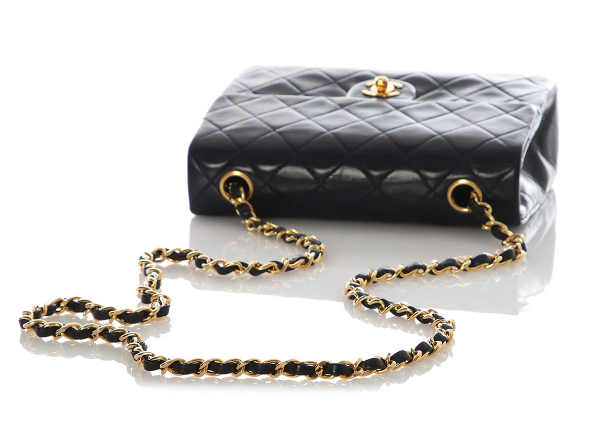 Chanel Vintage Mini Navy Quilted Lambskin Classic - Image 7