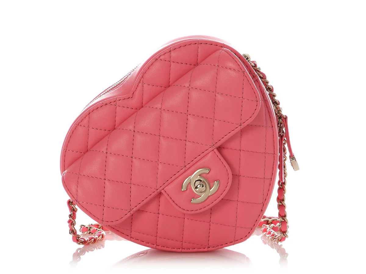 Chanel Large Coral Quilted Lambskin CC in Love Heart Bag - Image 2