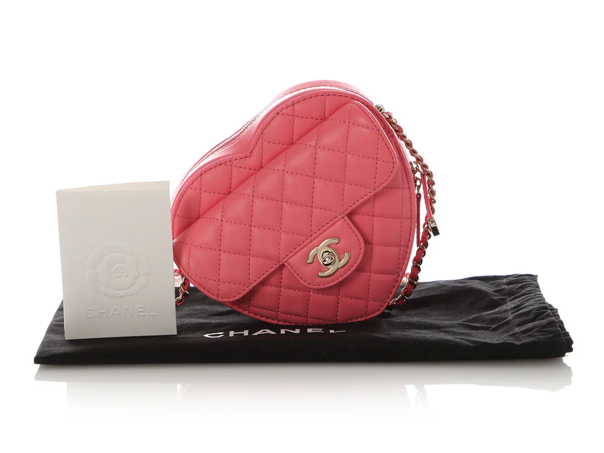 Chanel Large Coral Quilted Lambskin CC in Love Heart Bag - Image 3