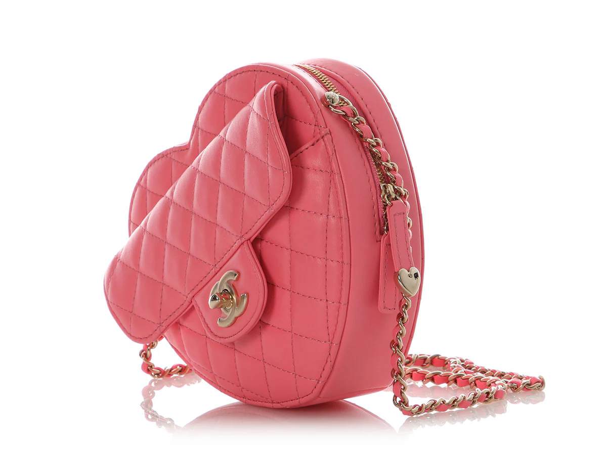 Chanel Large Coral Quilted Lambskin CC in Love Heart Bag - Image 5