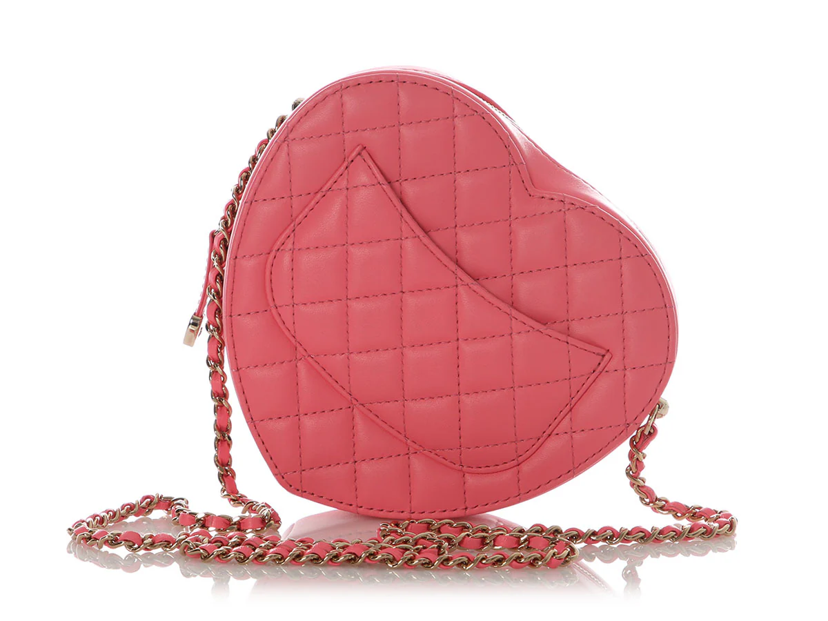 Chanel Large Coral Quilted Lambskin CC in Love Heart Bag - Image 6
