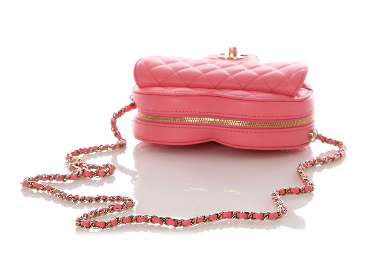 Chanel Large Coral Quilted Lambskin CC in Love Heart Bag - Image 9
