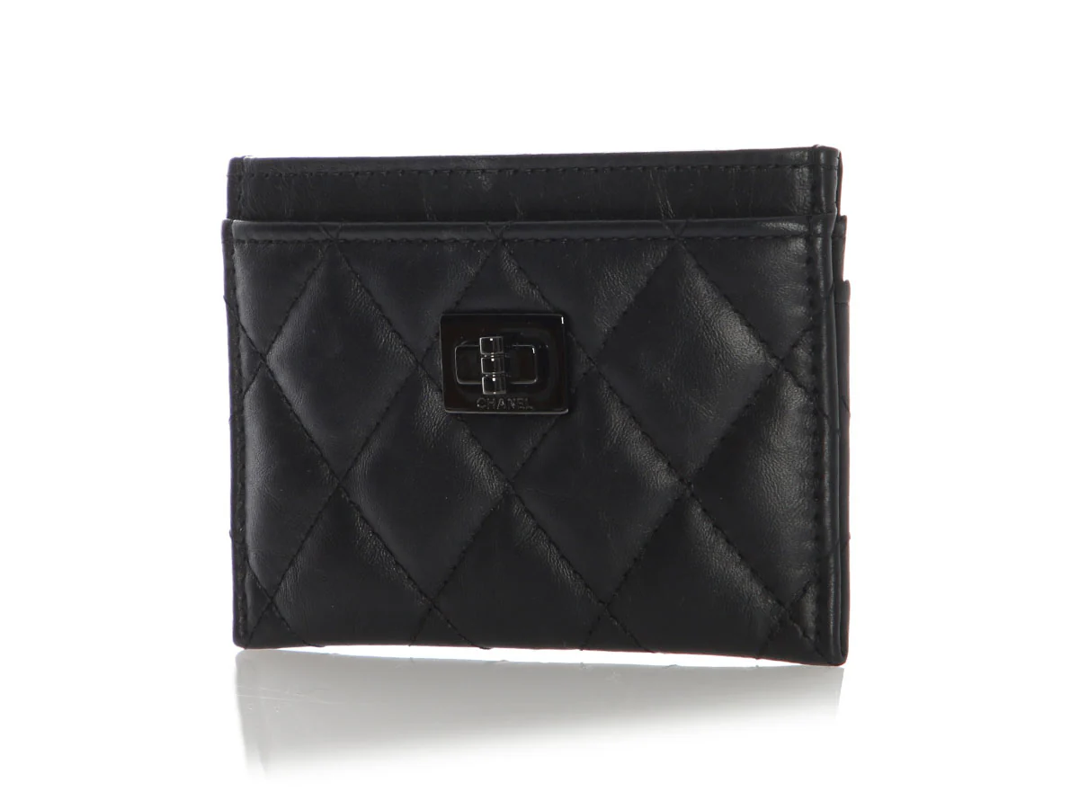 Chanel So Black Quilted Aged Calfskin Reissue Card Case - Image 3
