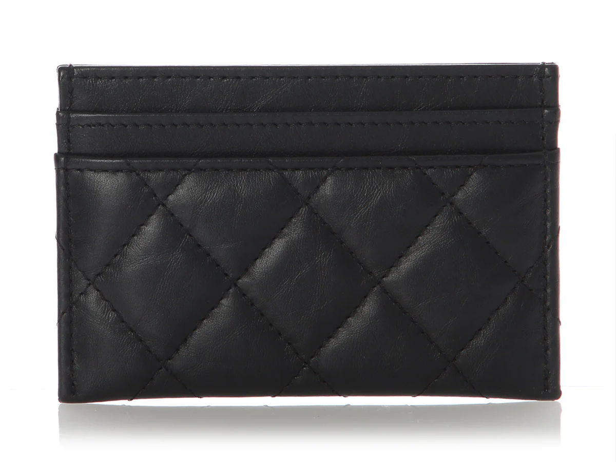 Chanel So Black Quilted Aged Calfskin Reissue Card Case - Image 4