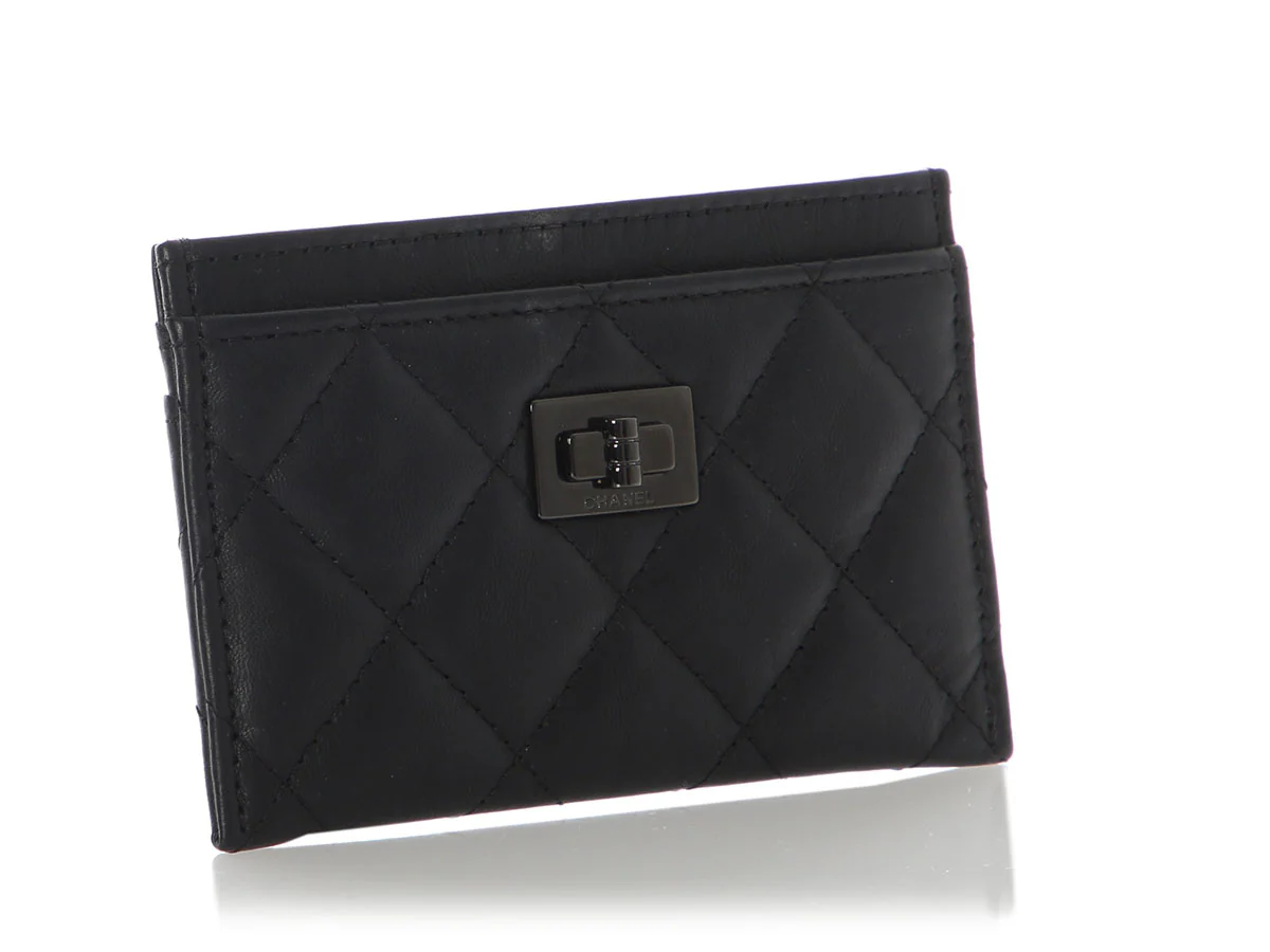 Chanel So Black Quilted Aged Calfskin Reissue Card Case - Image 5