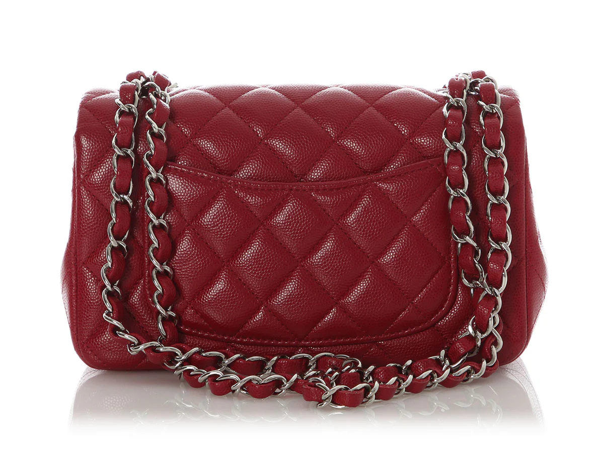 Chanel Mini Red Quilted Caviar Rectangular Classic - Image 5