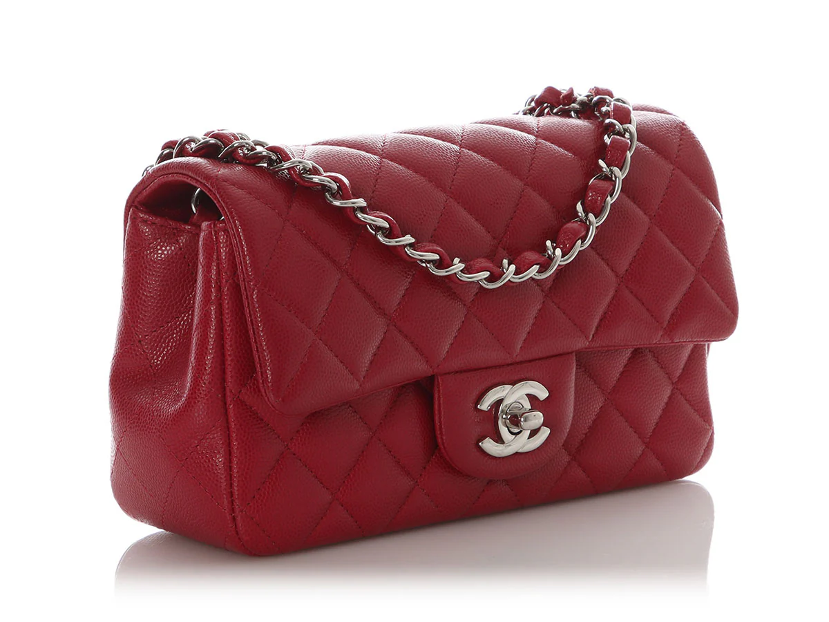 Chanel Mini Red Quilted Caviar Rectangular Classic - Image 6