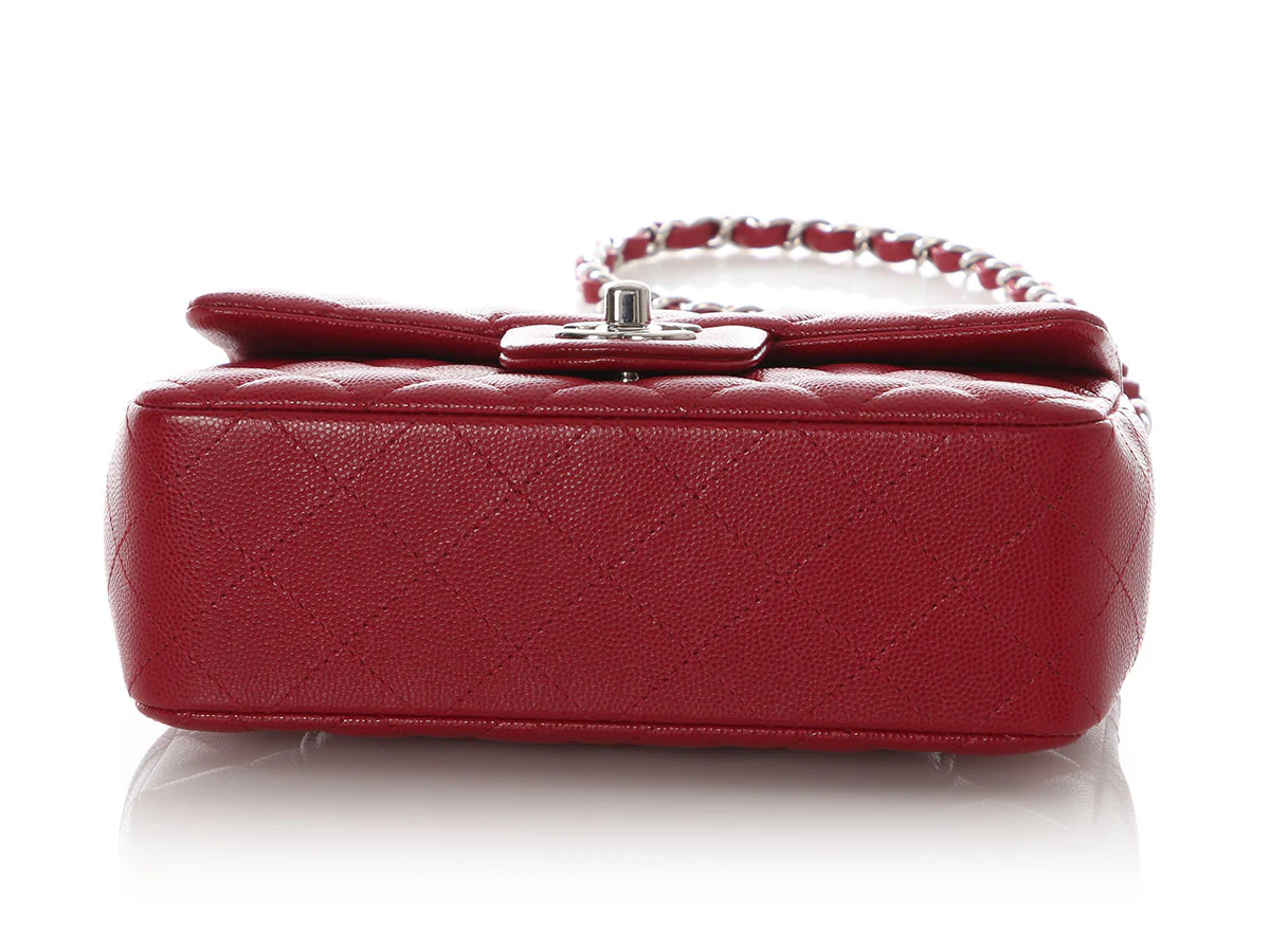 Chanel Mini Red Quilted Caviar Rectangular Classic - Image 7