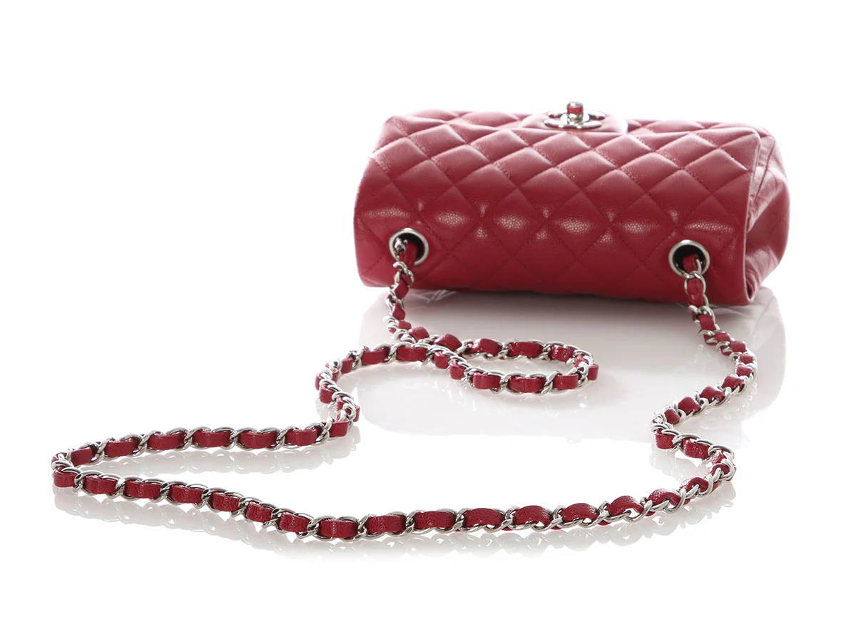 Chanel Mini Red Quilted Caviar Rectangular Classic - Image 8