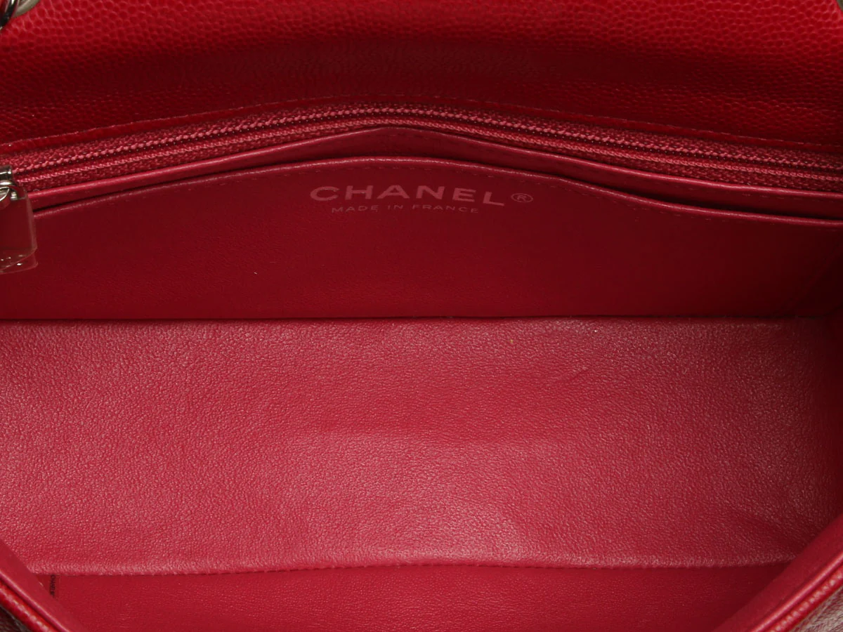 Chanel Mini Red Quilted Caviar Rectangular Classic - Image 9