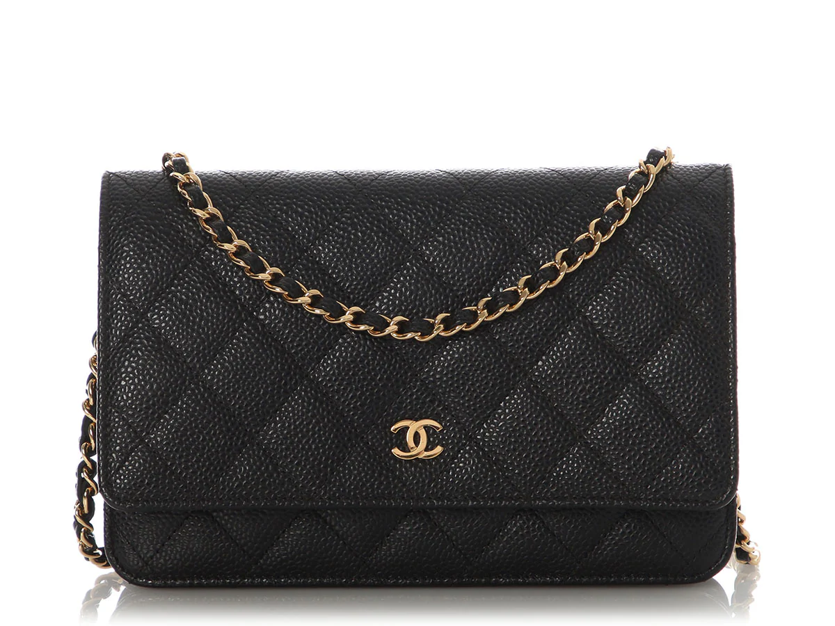 Chanel Black Quilted Caviar Wallet on Chain WOC