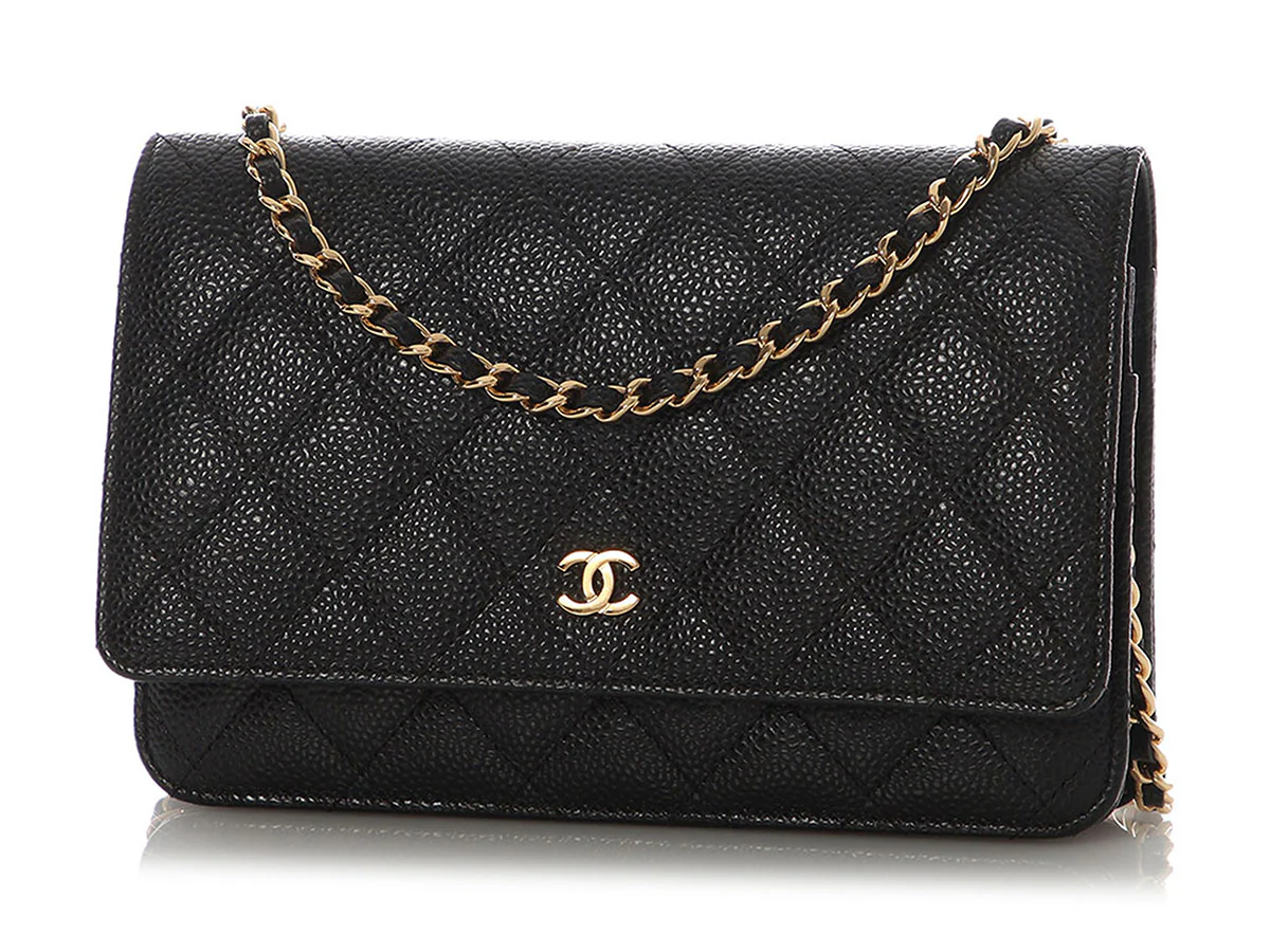 Chanel Black Quilted Caviar Wallet on Chain WOC - Image 2