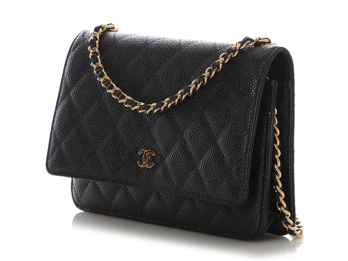 Chanel Black Quilted Caviar Wallet on Chain WOC - Image 3