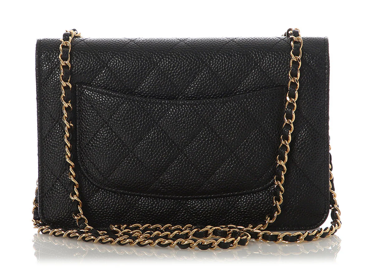 Chanel Black Quilted Caviar Wallet on Chain WOC - Image 4