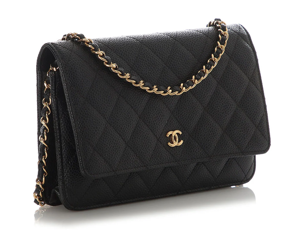 Chanel Black Quilted Caviar Wallet on Chain WOC - Image 5
